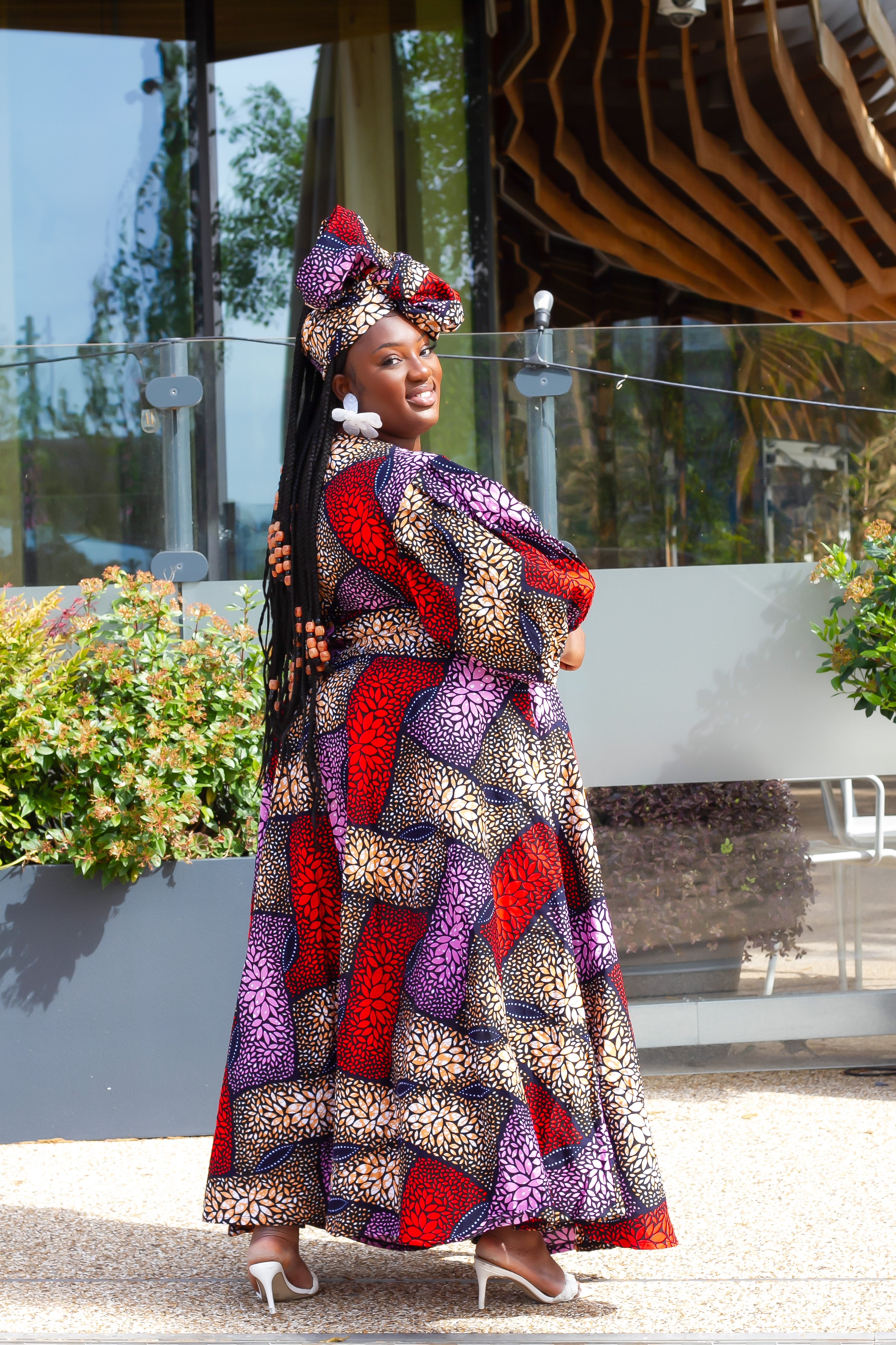 African Print Puff Sleeve Maxi Dress Nkiruka S