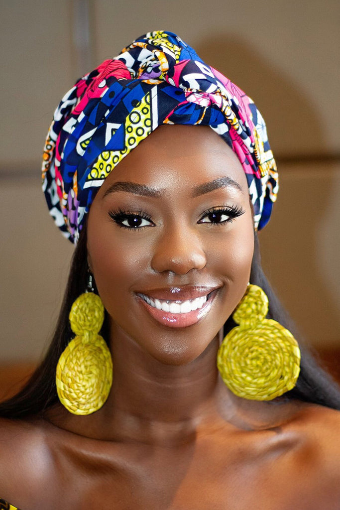 African Print headwrap| Ankara headwrap | African piece bandana | Ankara headpiece | African headband | Ankara headband | African print scarf | African scarf | Ankara cotton scarf | Ankara bandana | African headgear | African headpiece | Gele | Rattan Earring | Rattan drop earring | African style giftset | African inspired gift items | African accessories | Ankara accessories