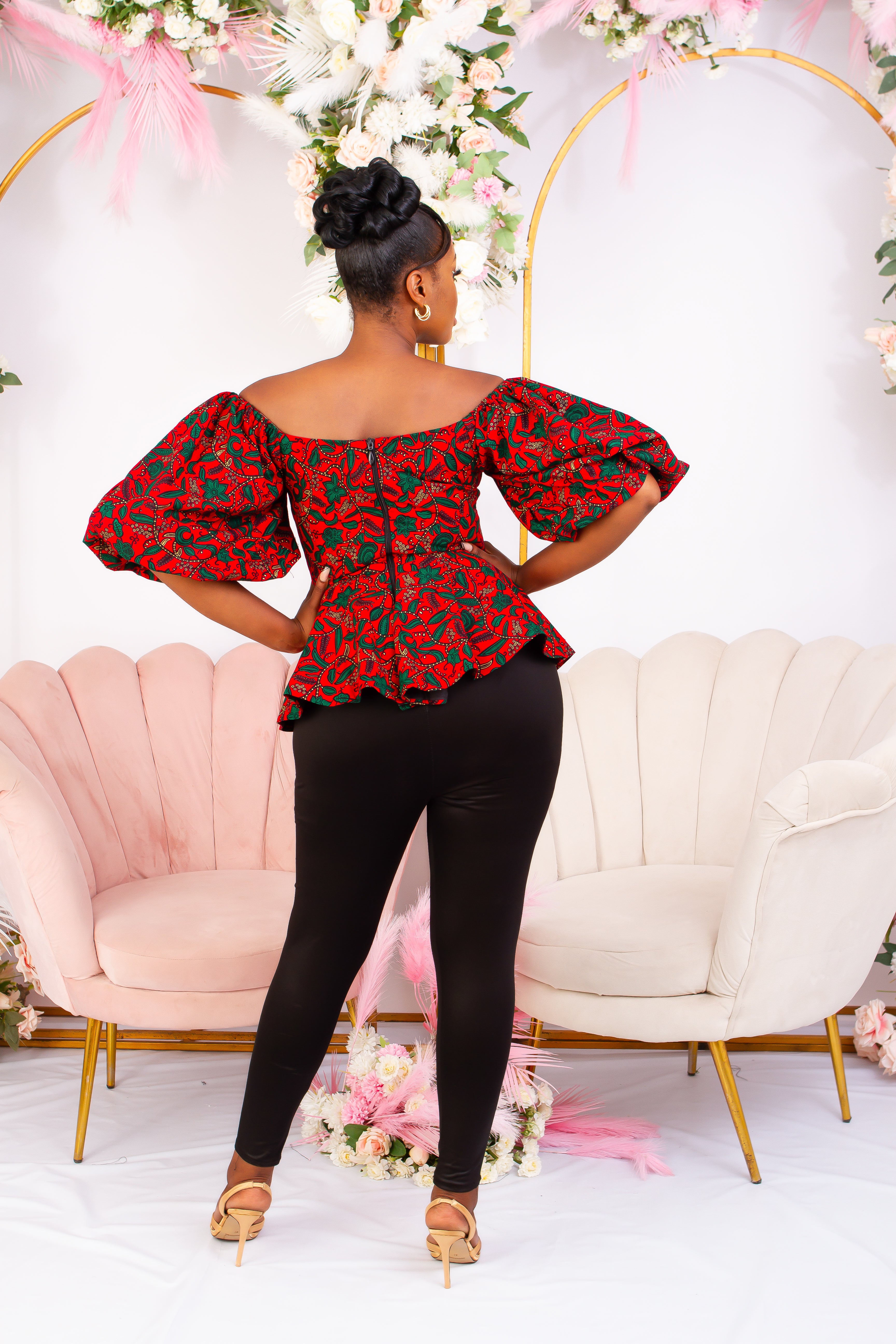 New in African Print Peplum Blouse Top Murayo S