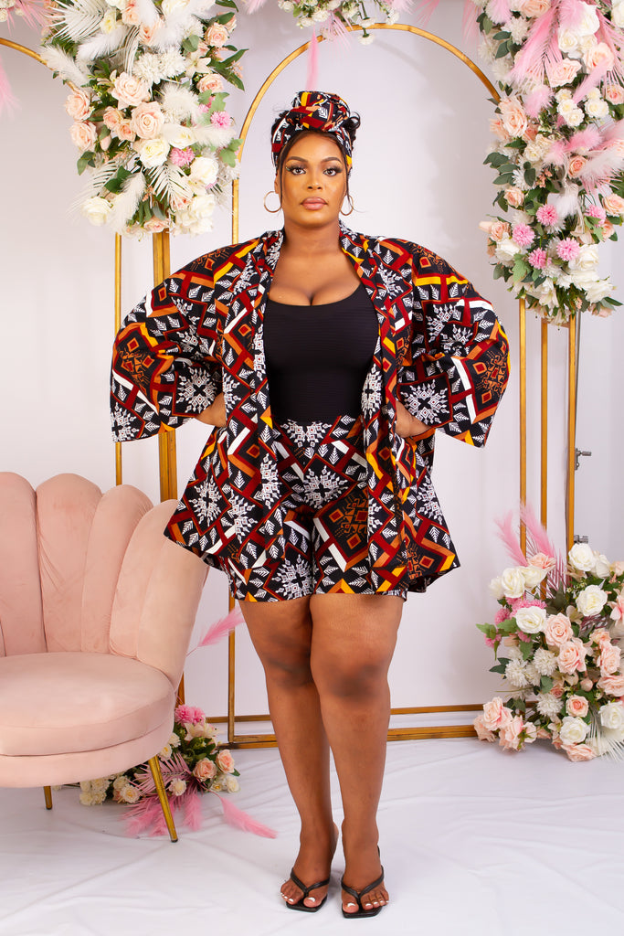 Discover trendy sustainable African apparel in the UK. Handmade African Print Kimono, African print coverups, outerwear for a day on the beach African print Jacket| Ankara jacket | Tribal prints kimono | Floral African print clothing | Cotton Blazer | African print workwear | African clothing UK | Black-owned fashion brand | UK Based African Fashion Brand