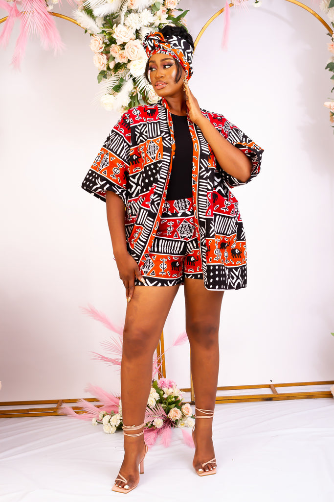 Discover trendy sustainable African apparel in the UK. Handmade African Print Kimono, African print coverups, outerwear for a day on the beach African print Jacket| Ankara jacket | Tribal prints kimono | Floral African print clothing | Cotton Blazer | African print workwear | African clothing UK | Black-owned fashion brand | UK Based African Fashion Brand