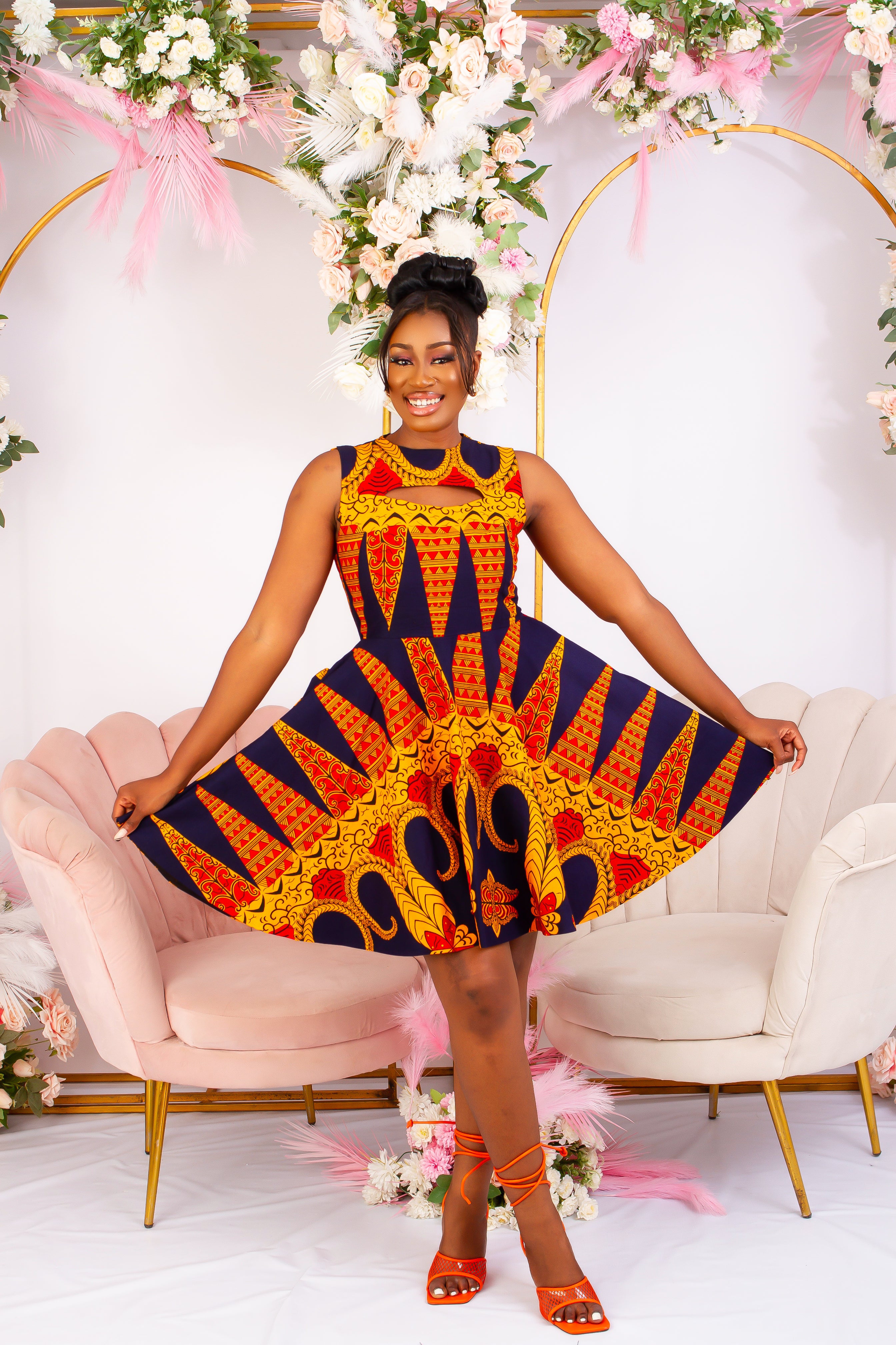 African print mini dress cheap