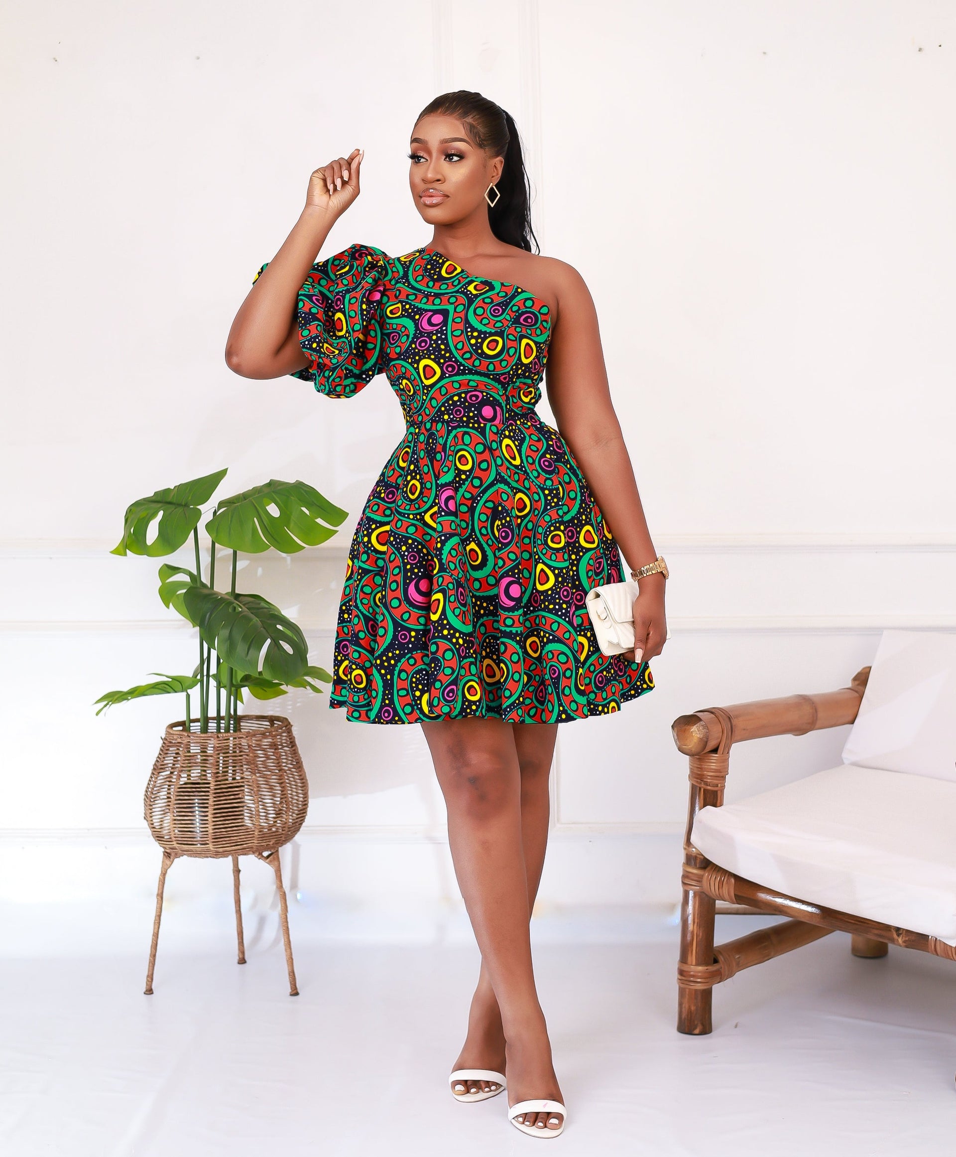 mini dresses south africa Mono Strap African Print Mini Dress | African clothing UK