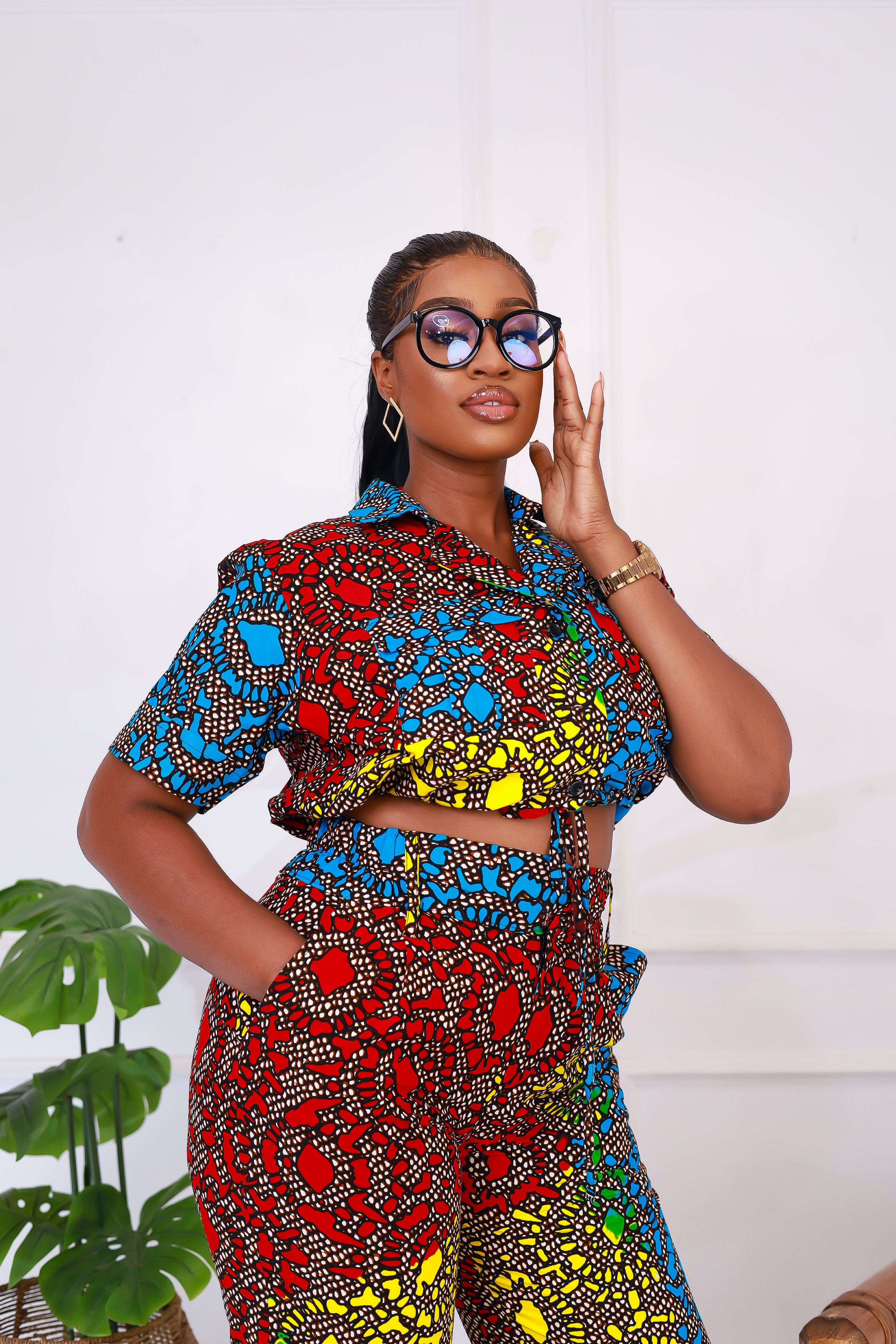 African Print Short Sleeve Crop Top  Shop Matching African outfits – CUMO  LONDON
