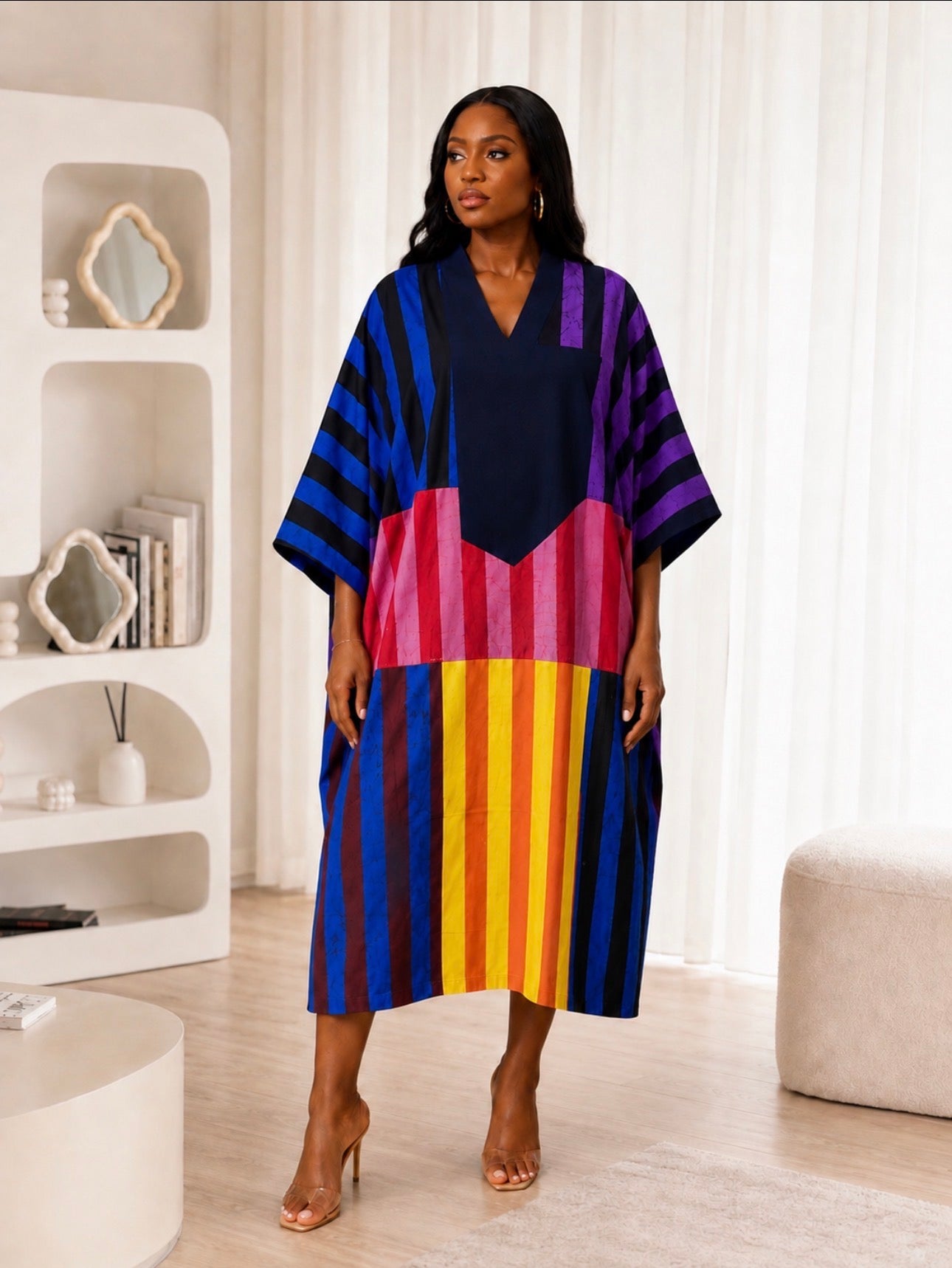 African boubou dress, colourblock boubou dress, African kaftan dress UK, oversized kaftan dress, midi boubou dress, African print dress UK, colourful African dress, modest fashion dress, contemporary African fashion, African clothing UK, women’s kaftan dress, holiday kaftan dress, CUMO London dress, statement African dress.