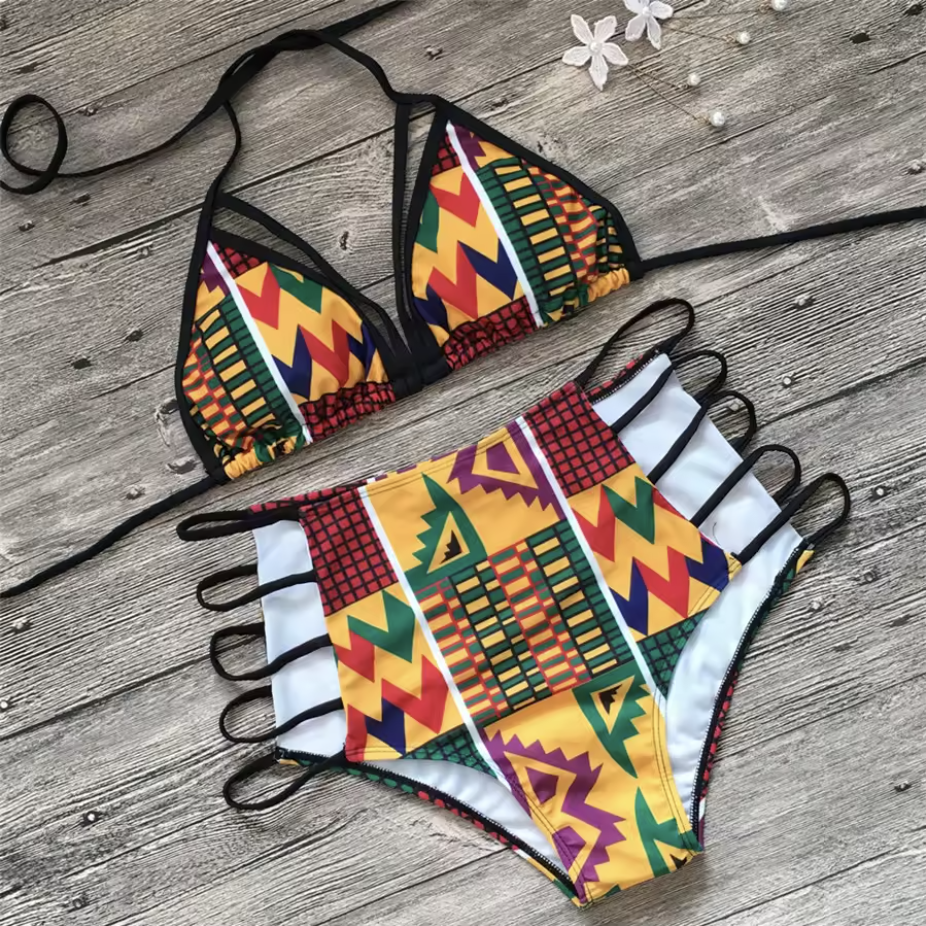 carnival outfit | African festival outfit | festival costume | Trendy African print swimwear | 2pc Swimwear made with kente prints | Ankara swimsuit for women | ethnic swim suits | tribal beachwear | Tribal swimwear | bathing suit made with African print kente | swimsuit handmade with kente african print | ethnic swimming costume | African print swimming costume