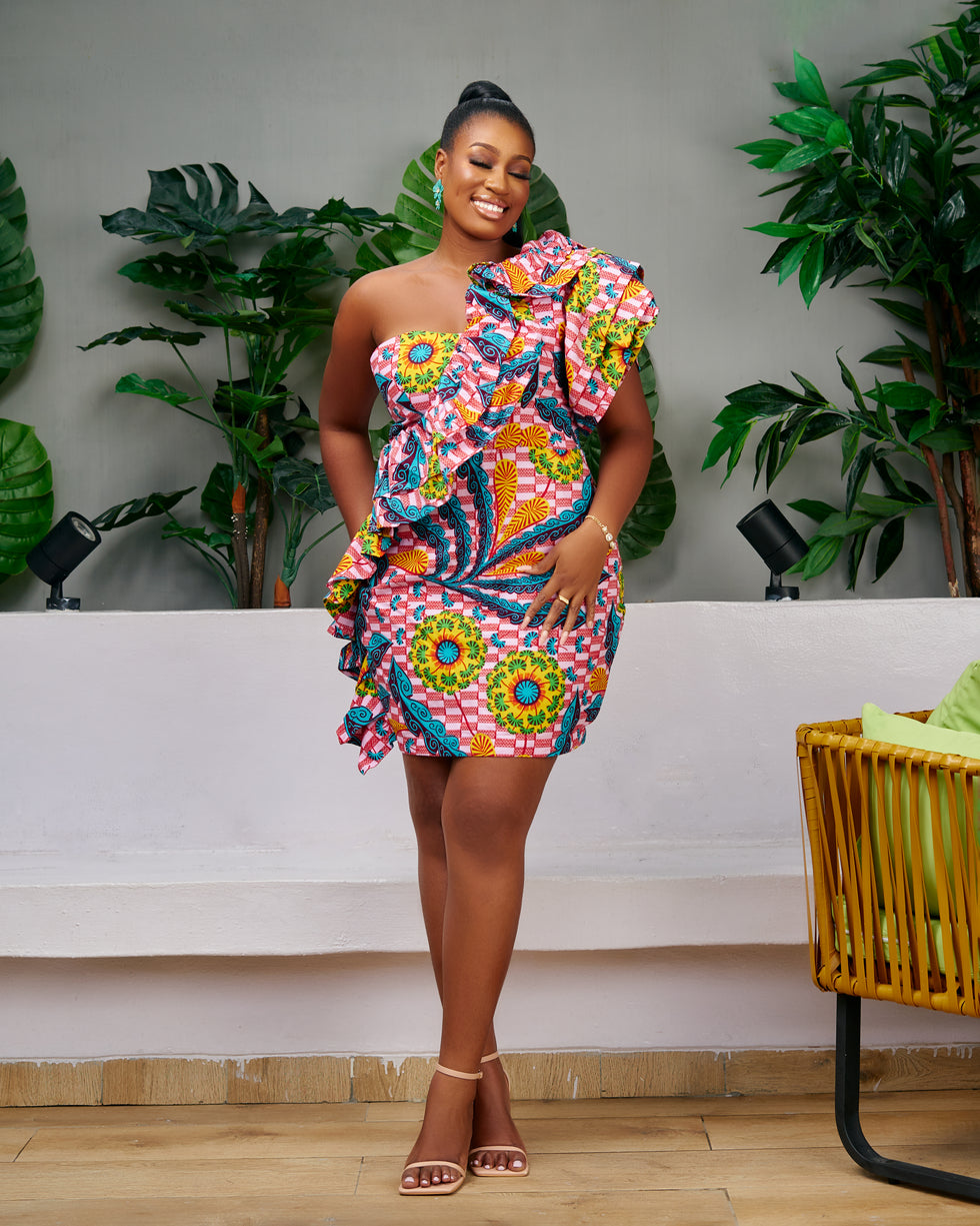 Women African Print Bodycon Mini Dress - Blue main image 1