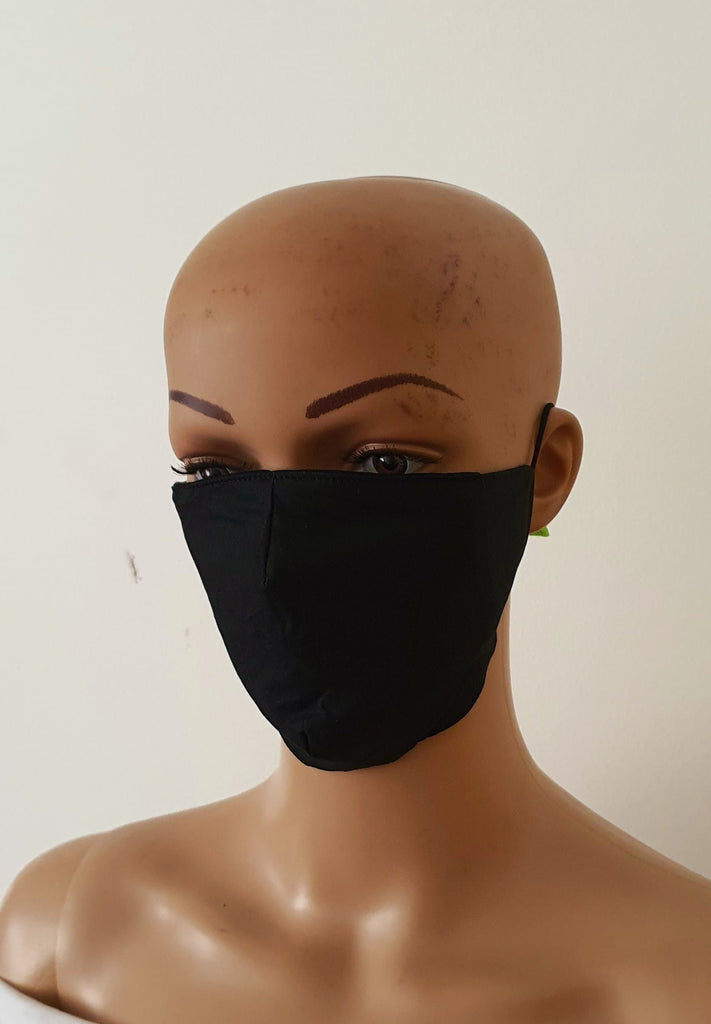Black Cotton Print Face Mask | Fabric Face Masks - Nia - African Clothing from CUMO LONDON