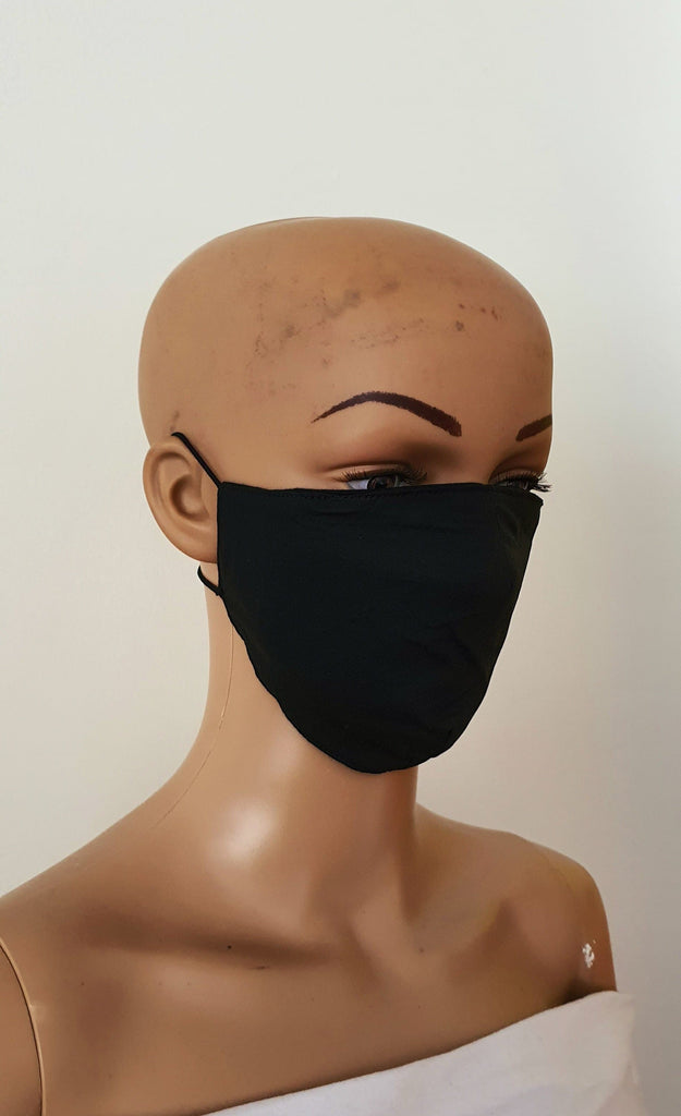 Black Cotton Print Face Mask | Fabric Face Masks - Nia - African Clothing from CUMO LONDON