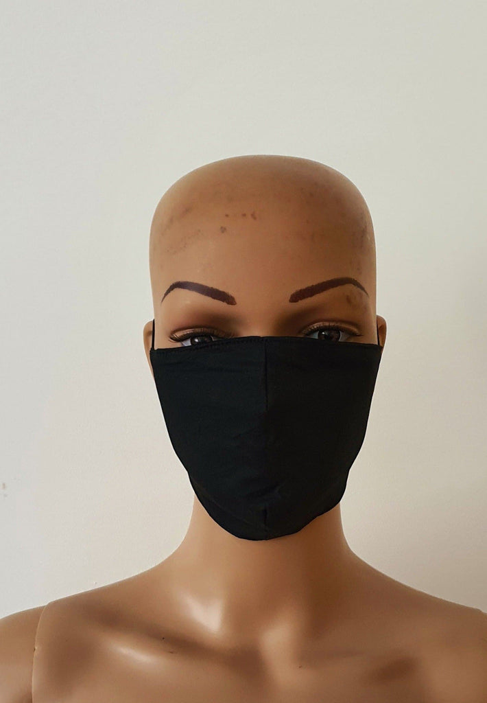 Black Cotton Print Face Mask | Fabric Face Masks - Nia - African Clothing from CUMO LONDON