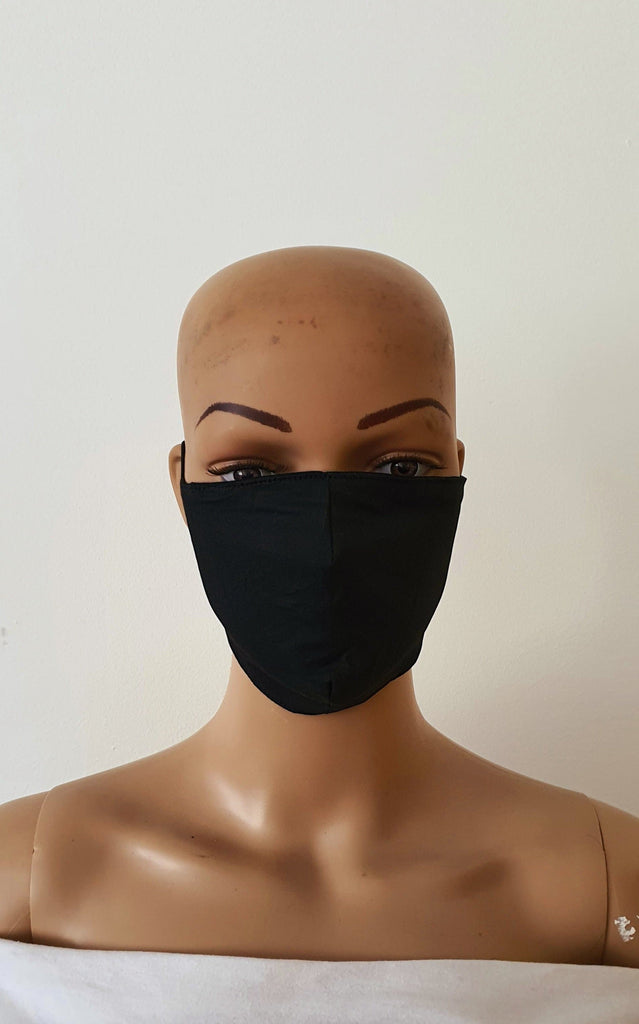 Black Cotton Print Face Mask | Fabric Face Masks - Nia - African Clothing from CUMO LONDON