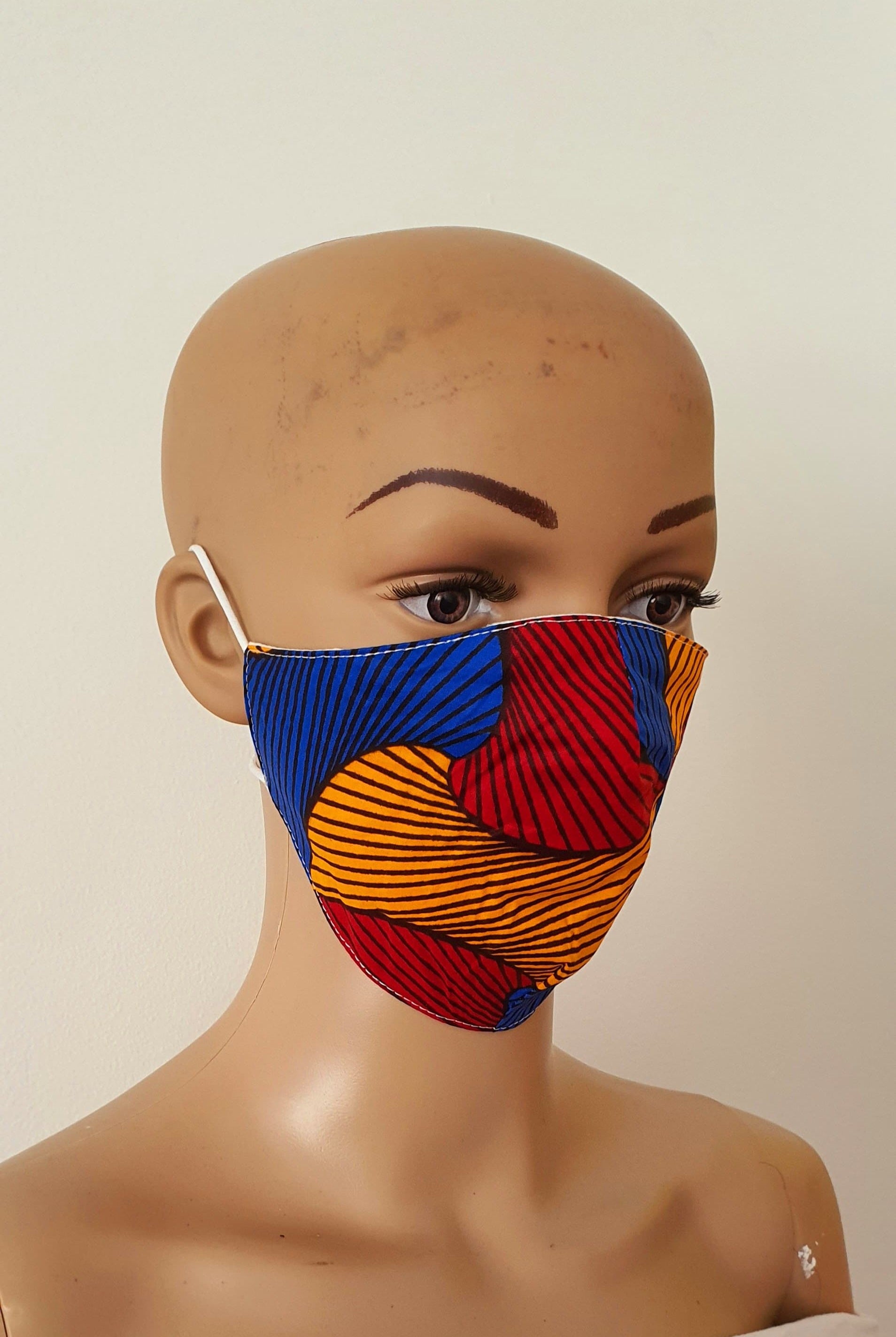 African Print Face Mask | Ankara Fabric Print Face Masks - Nneka - African Clothing from CUMO LONDON