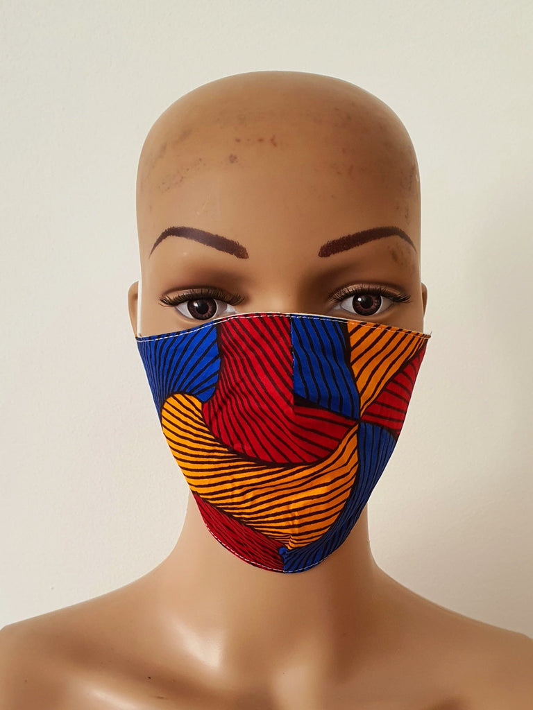 African Print Face Mask | Ankara Fabric Print Face Masks - Nneka - African Clothing from CUMO LONDON