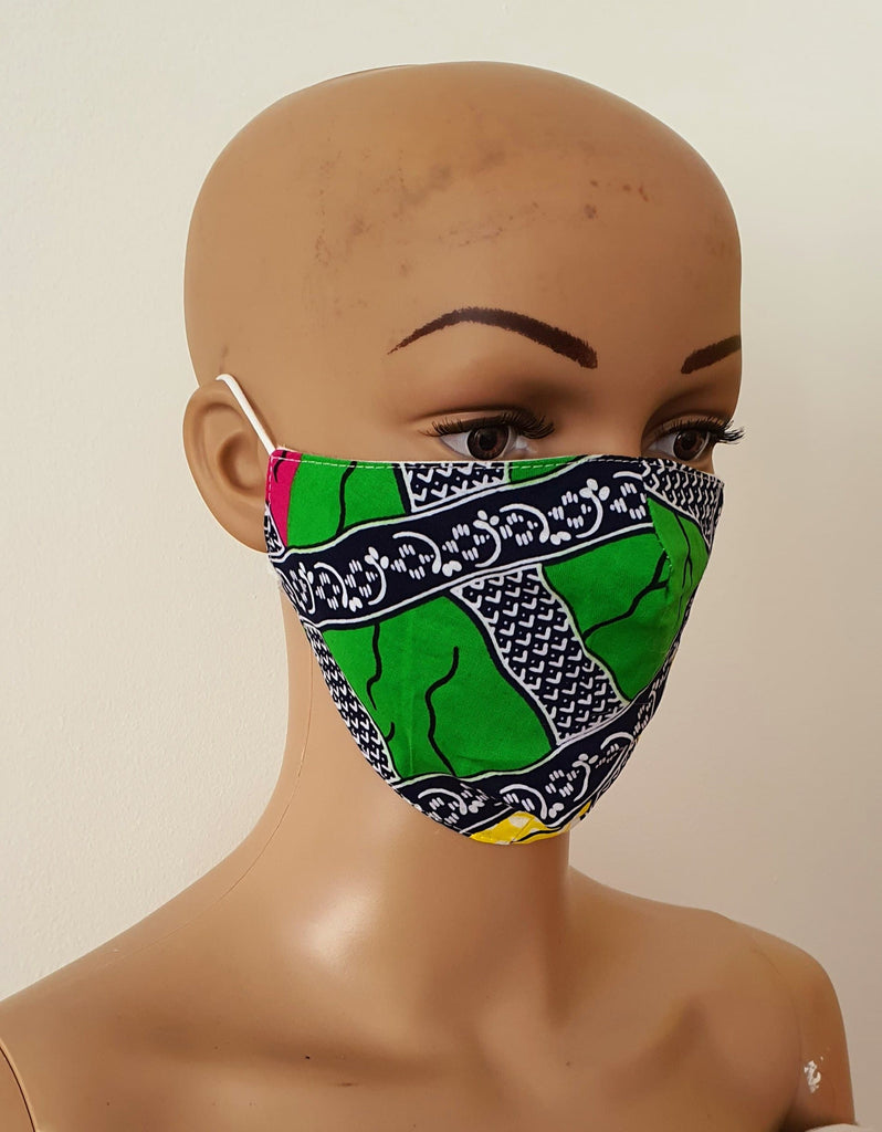 African Print Face Mask | Ankara Fabric Print Face Masks - Nneka - African Clothing from CUMO LONDON