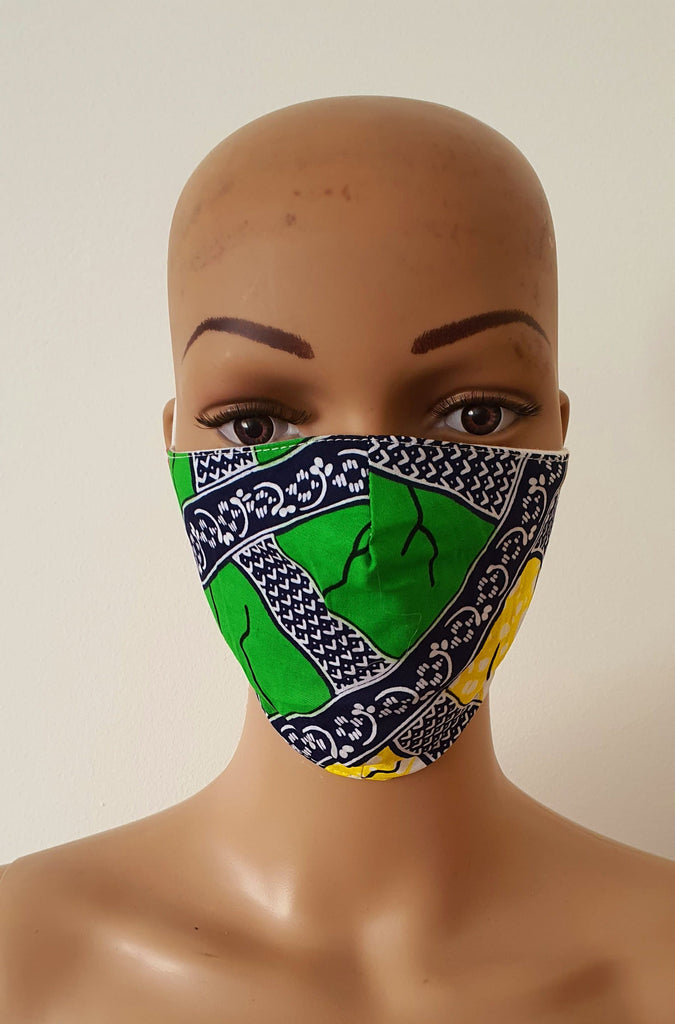 African Print Face Mask | Ankara Fabric Print Face Masks - Nneka - African Clothing from CUMO LONDON