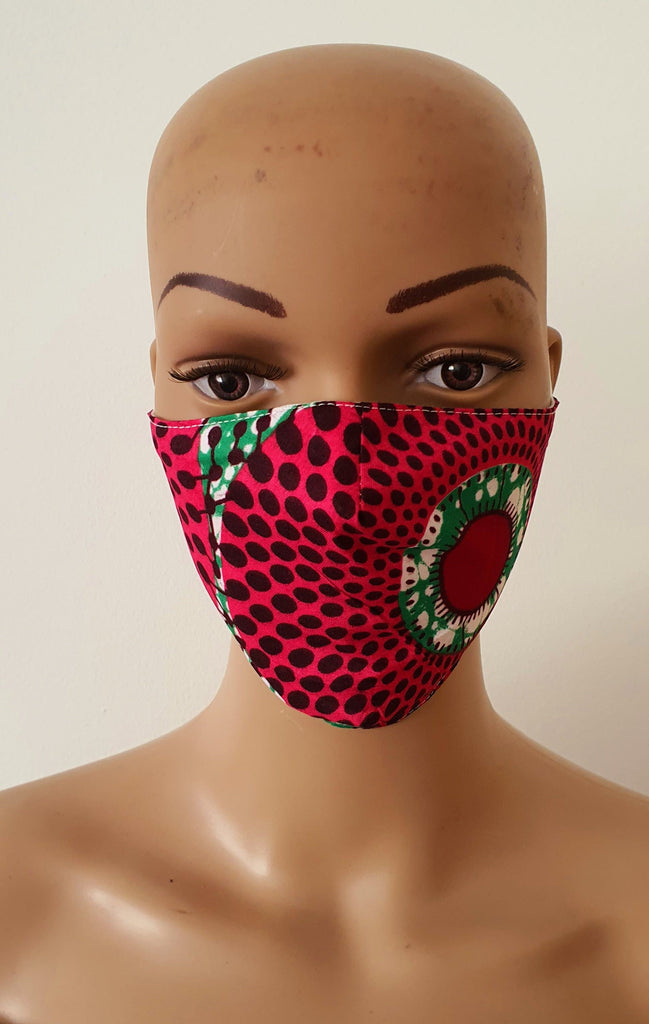 African Print Face Mask | Ankara Fabric Print Face Masks - Nneka - African Clothing from CUMO LONDON