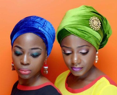 Plain Small Velvet Turban Head Wrap (Single wrap) With Brooch - African Clothing from CUMO LONDON