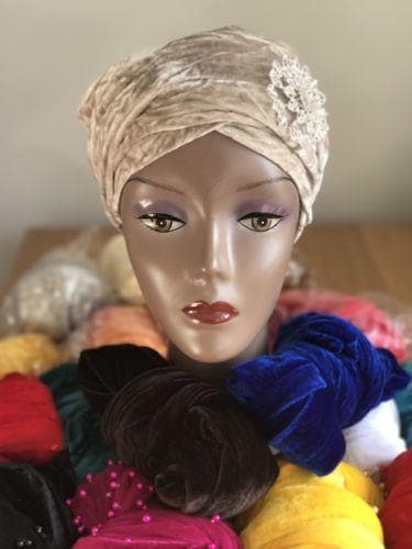 Women velvet Turban headwraps single wrap (Brooch Not Included) - African Clothing from CUMO LONDON
