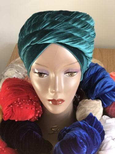 Double Velvet Turban head wrap various colours (red, white, blue, green, black) - African Clothing from CUMO LONDON