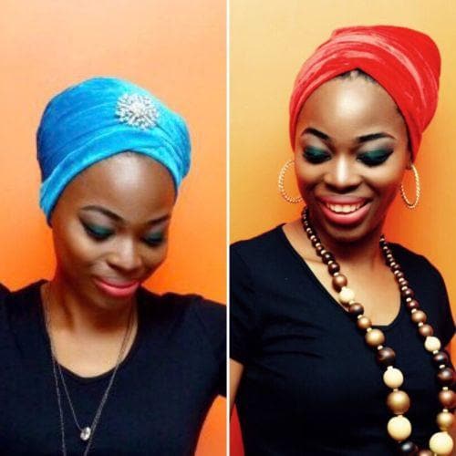 Women velvet Turban headwraps single wrap (Brooch Not Included) - African Clothing from CUMO LONDON