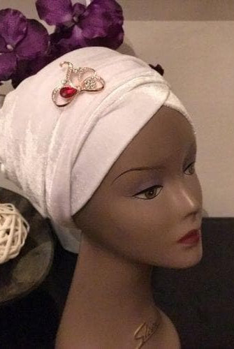 Double Velvet Turban headwraps - White (also available in other colours) - African Clothing from CUMO LONDON