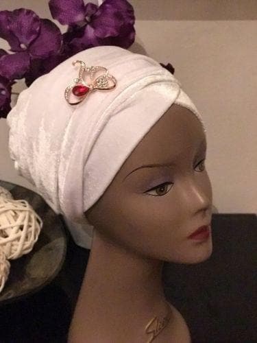 Double Velvet Turban headwraps - White (also available in other colours) - African Clothing from CUMO LONDON