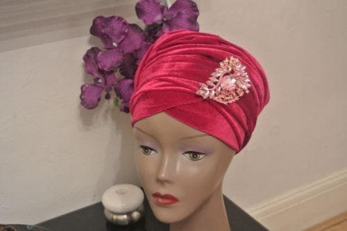 Women velvet Turban headwraps single wrap (Brooch Not Included) - African Clothing from CUMO LONDON