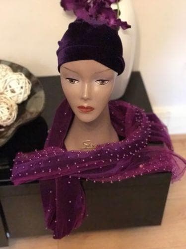 Full Beaded Purple Double velvet Turban headwraps ....available in diff colour - African Clothing from CUMO LONDON