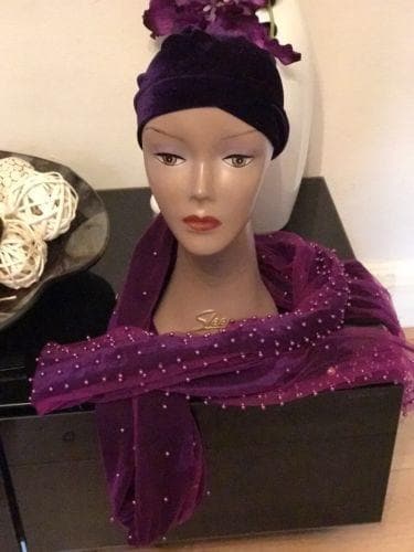 Full Beaded Purple Double velvet Turban headwraps ....available in diff colour - African Clothing from CUMO LONDON