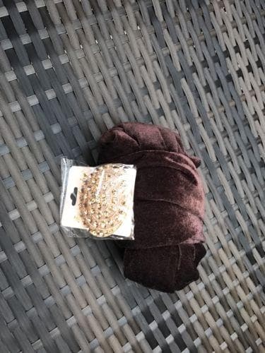 Plain Small Velvet Turban Head Wrap (Single wrap) With Brooch - African Clothing from CUMO LONDON
