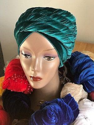 Double Velvet Turban head wrap various colours (red, white, blue, green, black) - African Clothing from CUMO LONDON