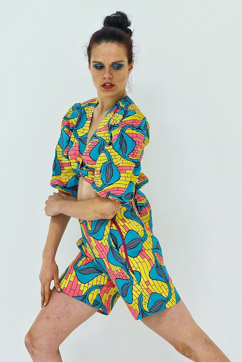 African Ankara Print Women Wrap Top and Shorts Set - African Clothing from CUMO LONDON
