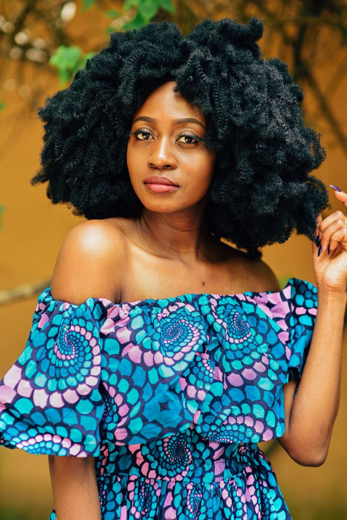 New in Alexa African Ankara Print off shoulder Maxi Dress - African Clothing from CUMO LONDON