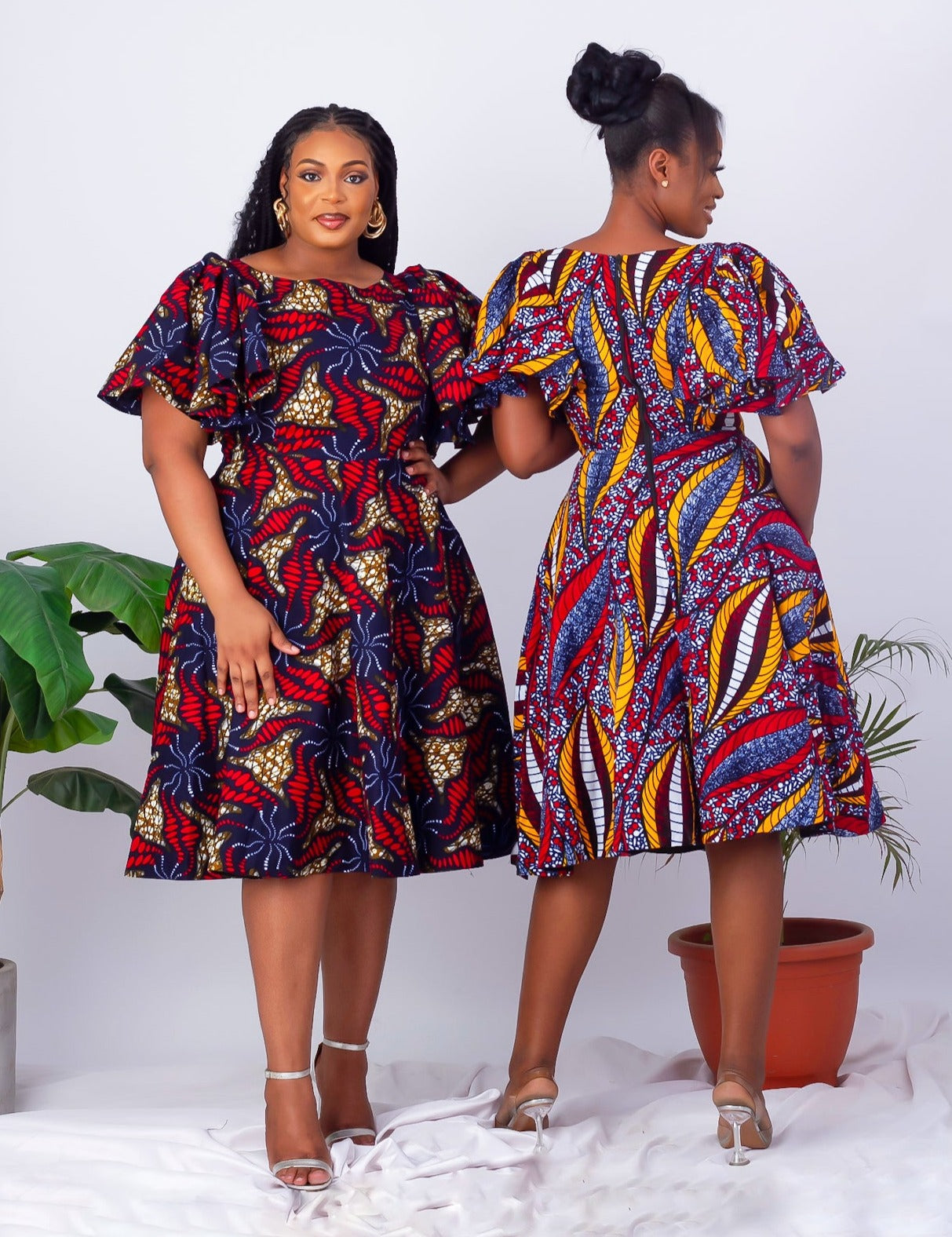 African Women Puff Sleeve Knee Length Bodycon Dress Office Evening Cocktail  Gown | eBay
