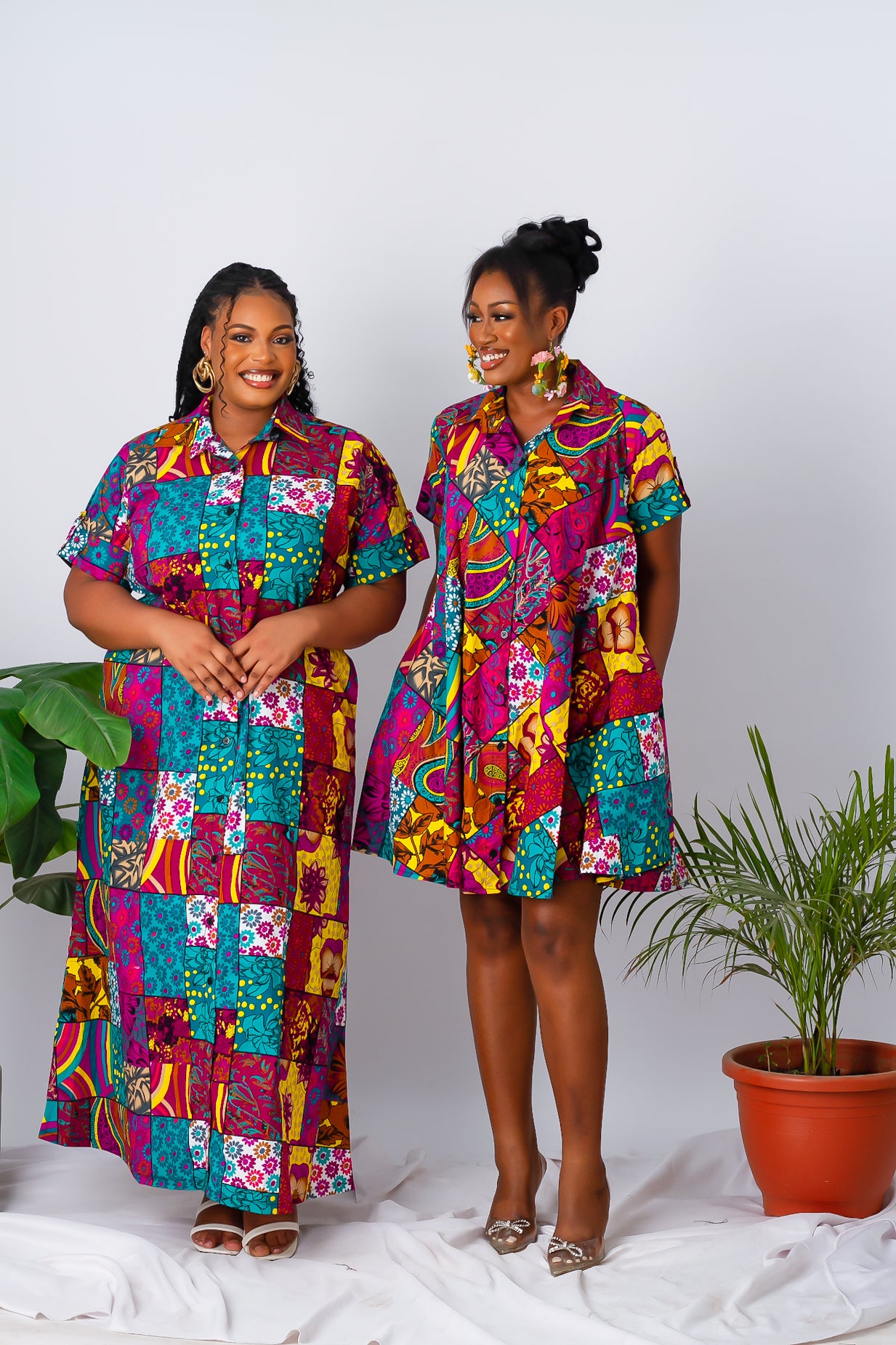 African Print Short Sleeve Mini Dress Maxewella