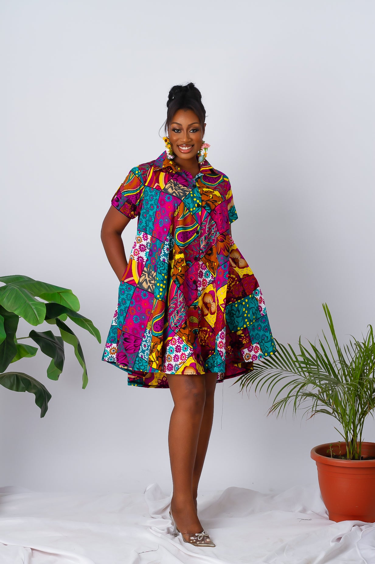 Short African Dresses Beatrice Ankara Short Mini Dress Red African