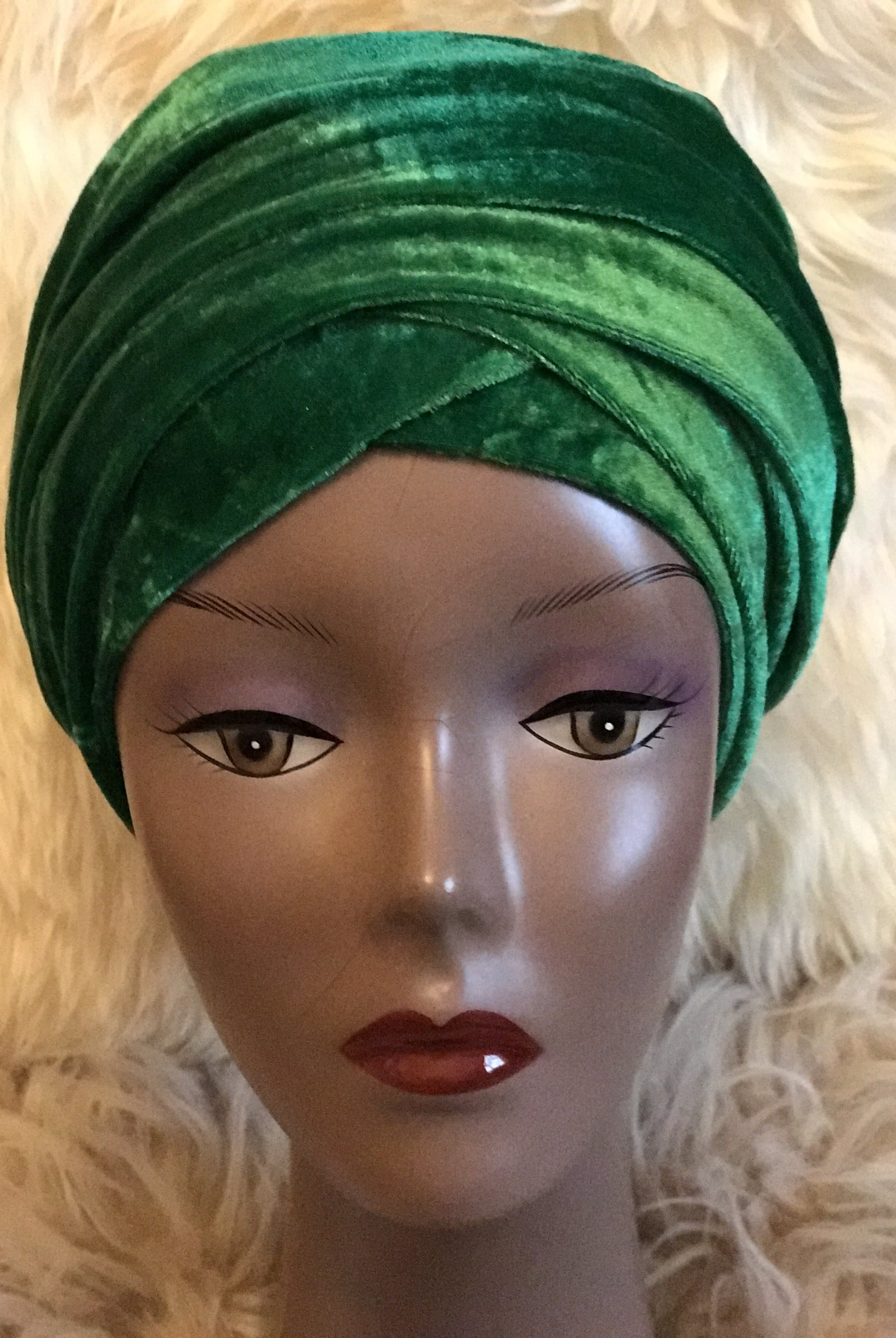 Velvet Plain Turban Headwrap with Double Hand - African Clothing from CUMO LONDON