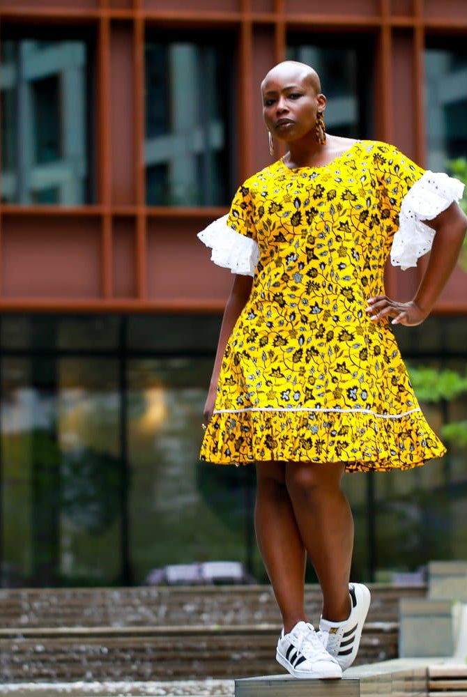 New in - African Print Ankara Shift Dress - Yellow - African Clothing from CUMO LONDON