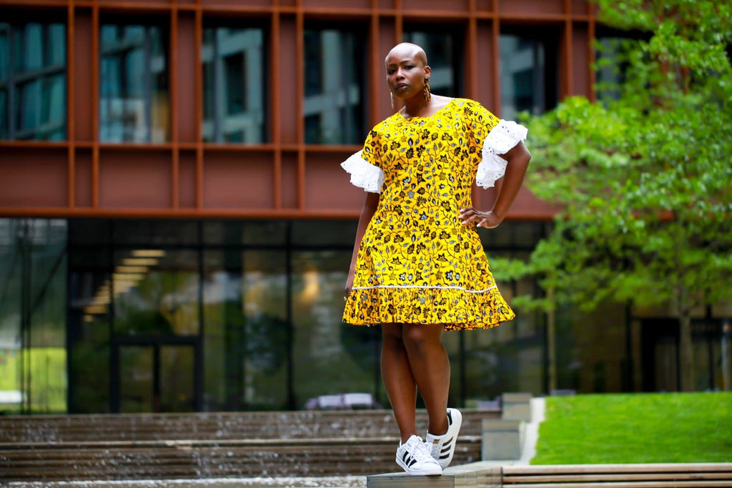 New in - African Print Ankara Shift Dress - Yellow - African Clothing from CUMO LONDON