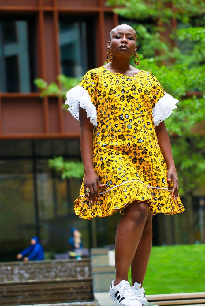 New in - African Print Ankara Shift Dress - Yellow - African Clothing from CUMO LONDON