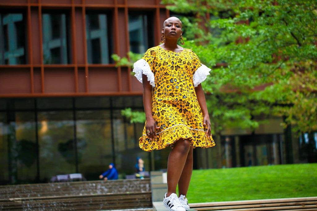 New in - African Print Ankara Shift Dress - Yellow - African Clothing from CUMO LONDON