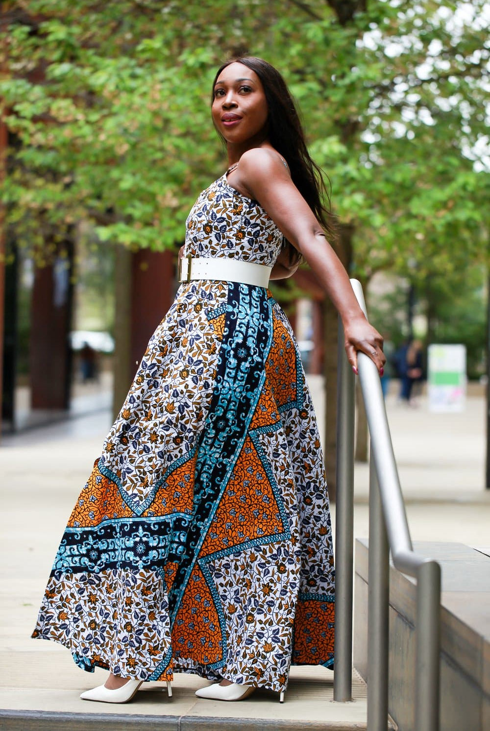 New in - African Print Mixed coloured Ankara Print Maxi Dress - African Clothing from CUMO LONDON
