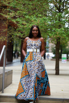 New in - African Print Mixed coloured Ankara Print Maxi Dress - African Clothing from CUMO LONDON
