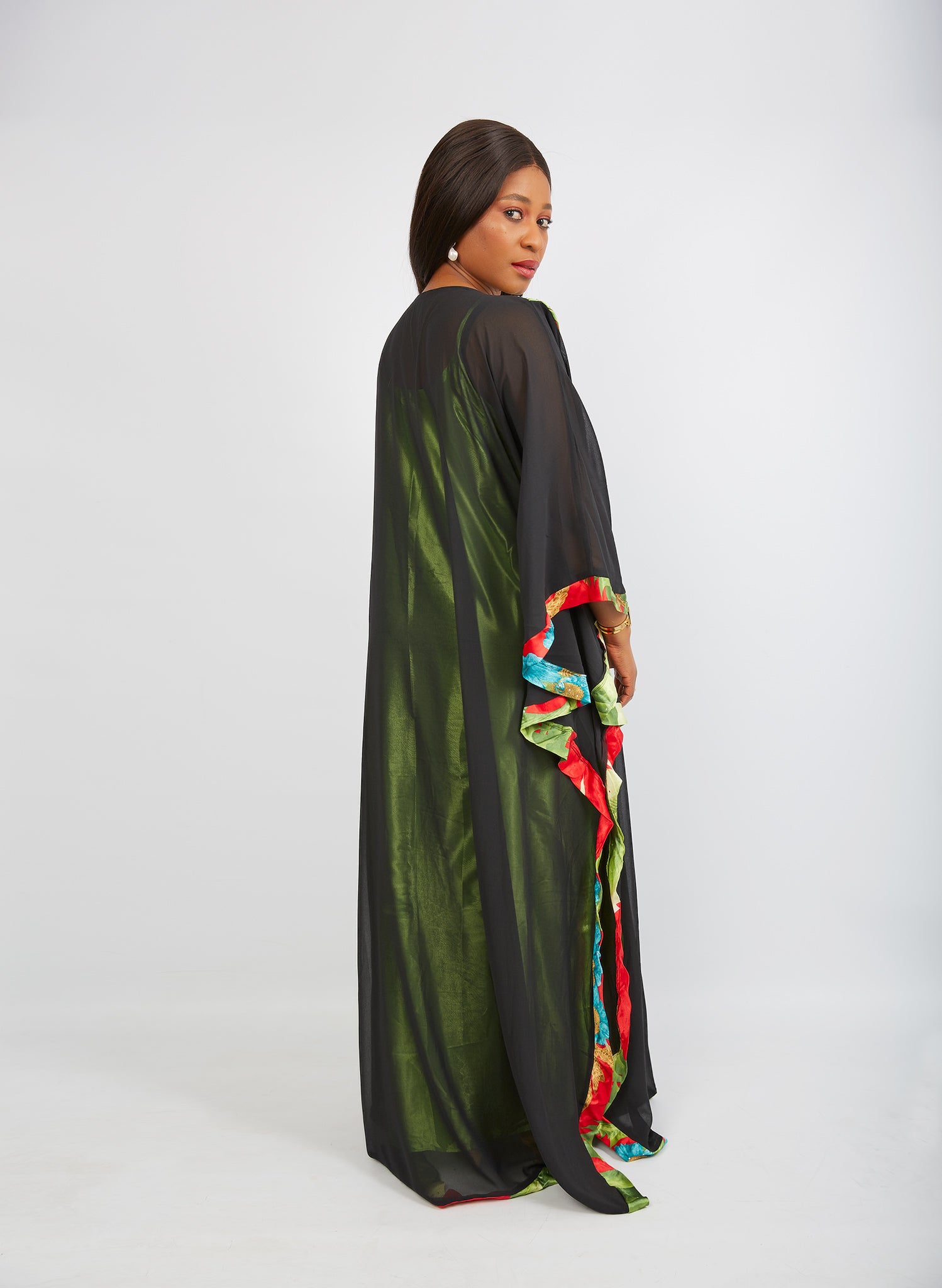 Long black kaftan dress top