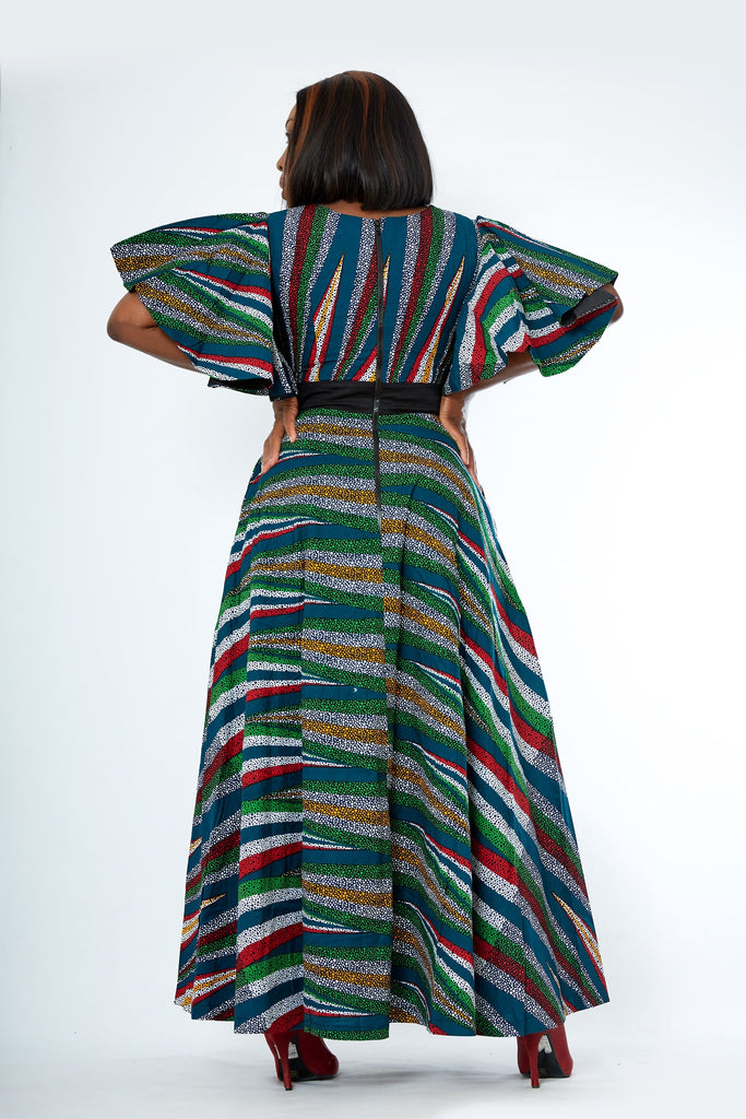 African Print Mixed Print Maxi Dress - Onome - African Clothing from CUMO LONDON