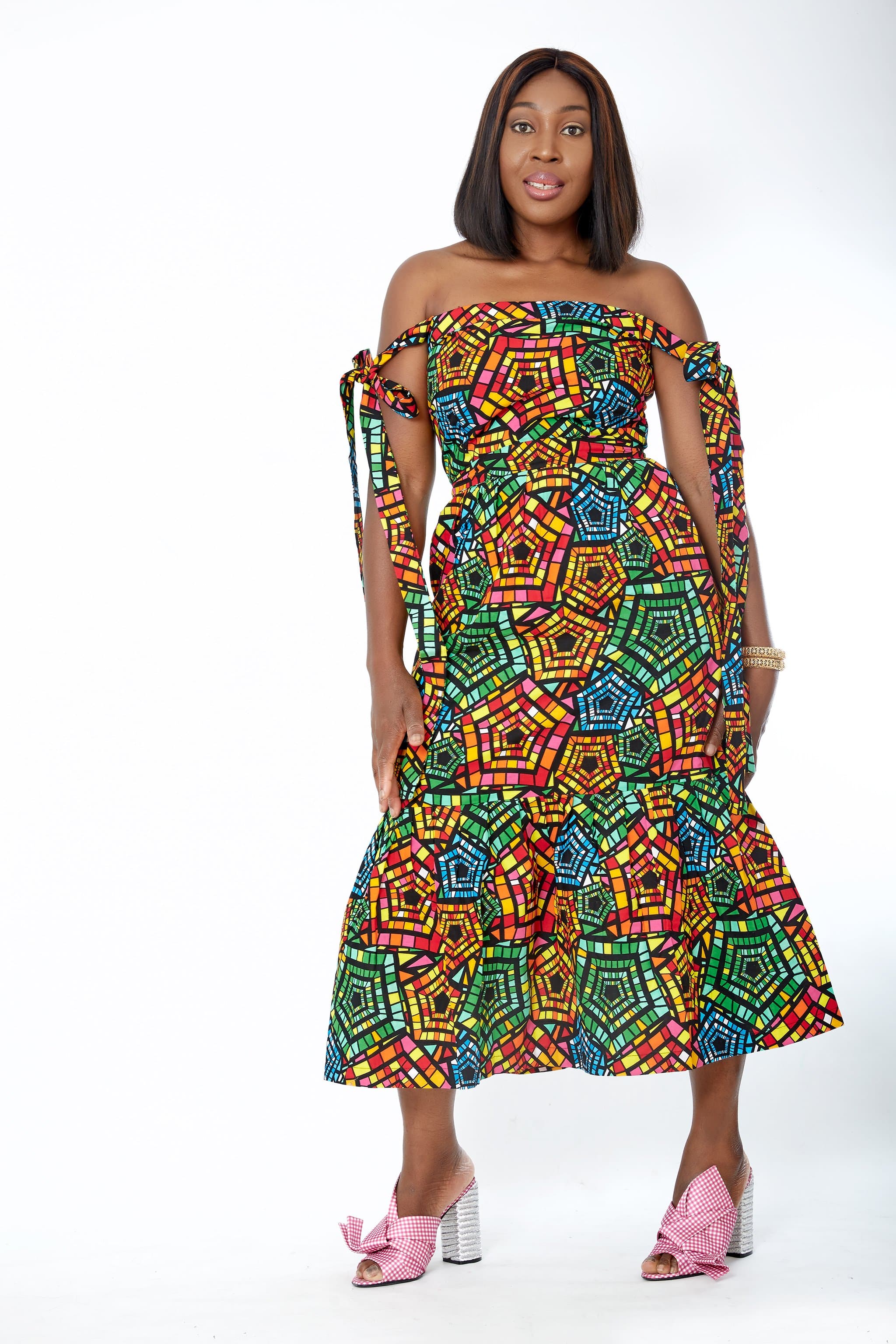 African Print Midi Dress - Zykorah - African Clothing from CUMO LONDON