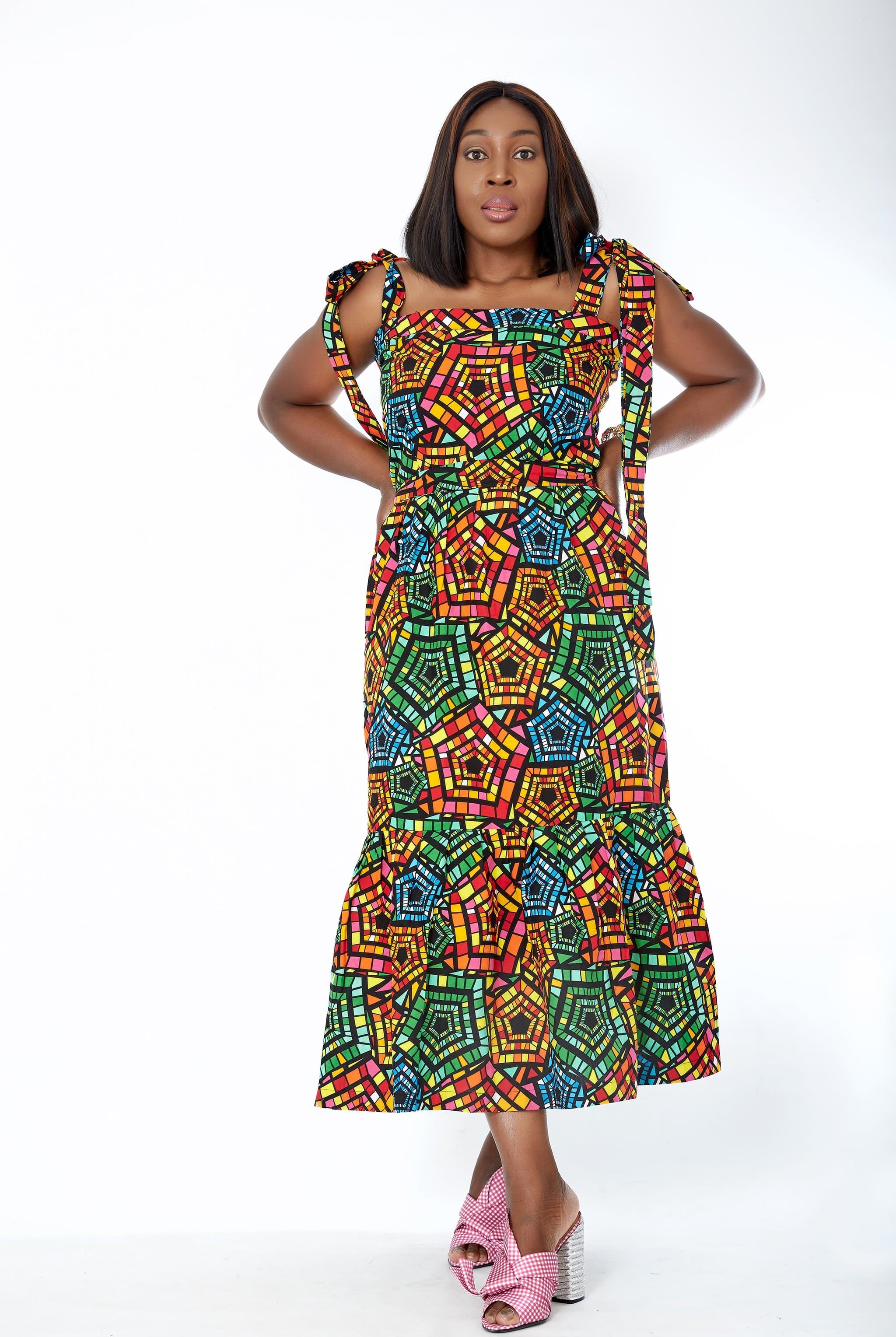 African Print Midi Dress - Zykorah - African Clothing from CUMO LONDON