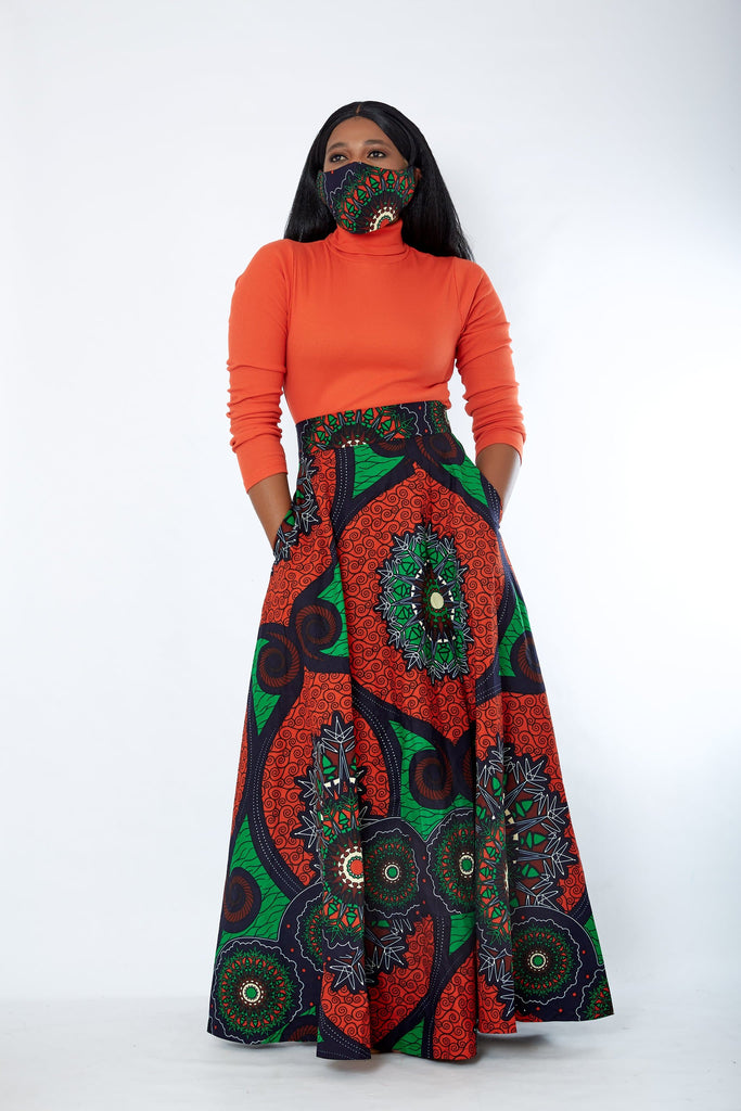 New in 3-D African Print Facemask | Reusable African Print Facemask - Clare - African Clothing from CUMO LONDON