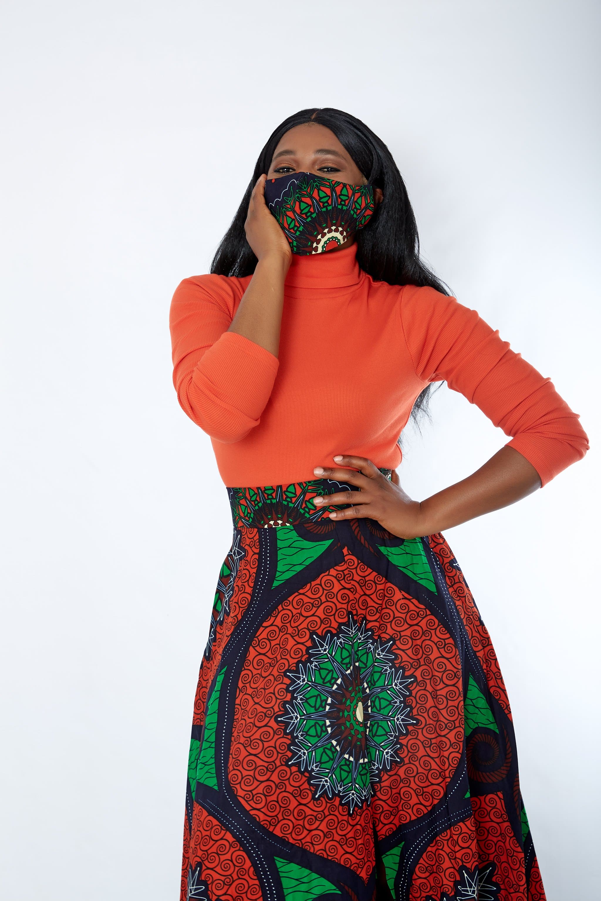 New in 3-D African Print Facemask | Reusable African Print Facemask - Clare - African Clothing from CUMO LONDON