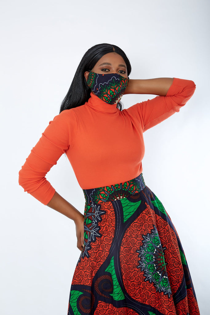 New in 3-D African Print Facemask | Reusable African Print Facemask - Clare - African Clothing from CUMO LONDON